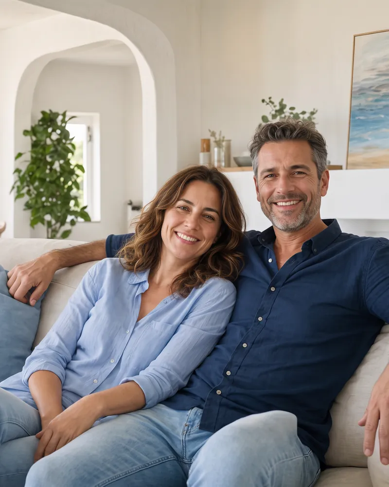 A couple relaxing at home in a dry, comfortable living room